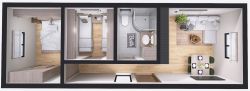 Dom modułowy ATENA 3.5m x 10m Wariant A - Wizualizacja